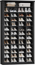Hzuaneri 13 Tiers Shoe Storage Cabinet, Tall Shoe Cabinet with Cubby, Wooden Shoes Organizer for Closet, 52 Pairs, Shoes Cubby Organizer for Entryway, Hallway, Bedroom, Black SR41004X