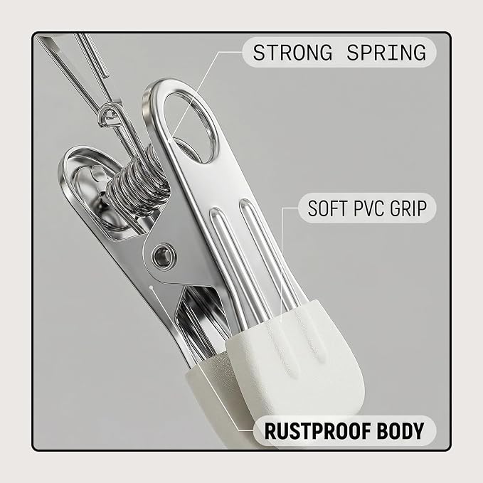 Pants Hangers with 20 Clips, Space Saving Hanging Closet Organizer (Beige) | 360°swivel & non-slip rustproof clips, multi-functional organizer holds leggings, skirts, hats, socks, scarves and lingerie