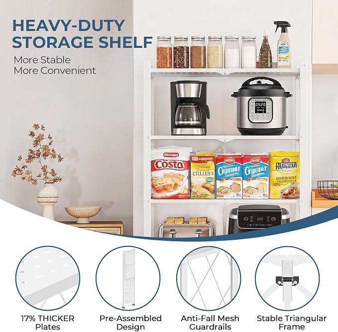 Upgraded 18% Thickened Portable 5-Tier Foldable Storage Shelves with Wheels Heavy Duty Storage Shelf Collapsible Shelves Unit Display for Garage Storage Kitchen Pantry & Closet Organizer