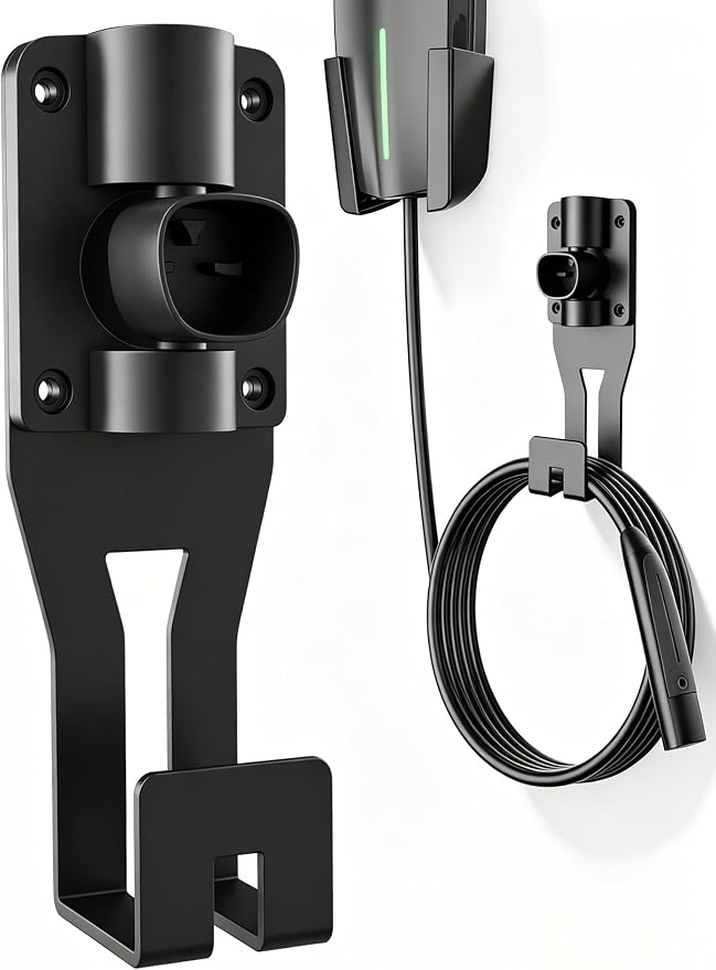 SEVEN SPARTA 180°Swivel Charging Cable Holder Wall Mount for Tesla Charger | 180° Swiveling Holster, Organizer for Save Garage Space, For Tesla Model 3 Y X S Cybertruck Mobile & Wall Connector