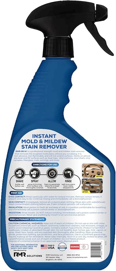 RMR-86M 24 Fl OZ, Marine Mold Stain and Mildew Stain Remover - Scrub Free Formula, Multi-Surface Cleaner for Boats
