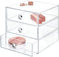 iDesign Stackable 3-Drawer Makeup Organizer, Clear | Bathroom Storage, Vanity Storage
