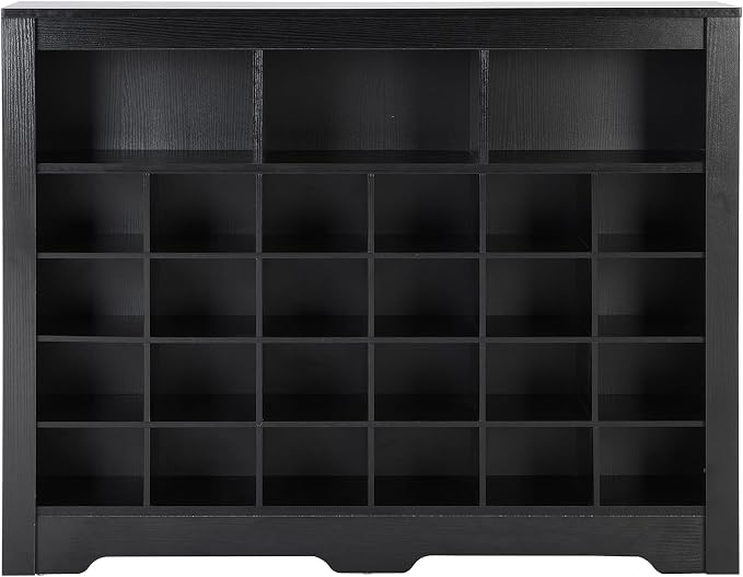 Harper & Bright Designs Sleek Design 24 Shoe Cubby Console, Modern Shoe Cabinet with Curved Base, Versatile Sideboard for Hallway, Bedroom, Living Room, Black