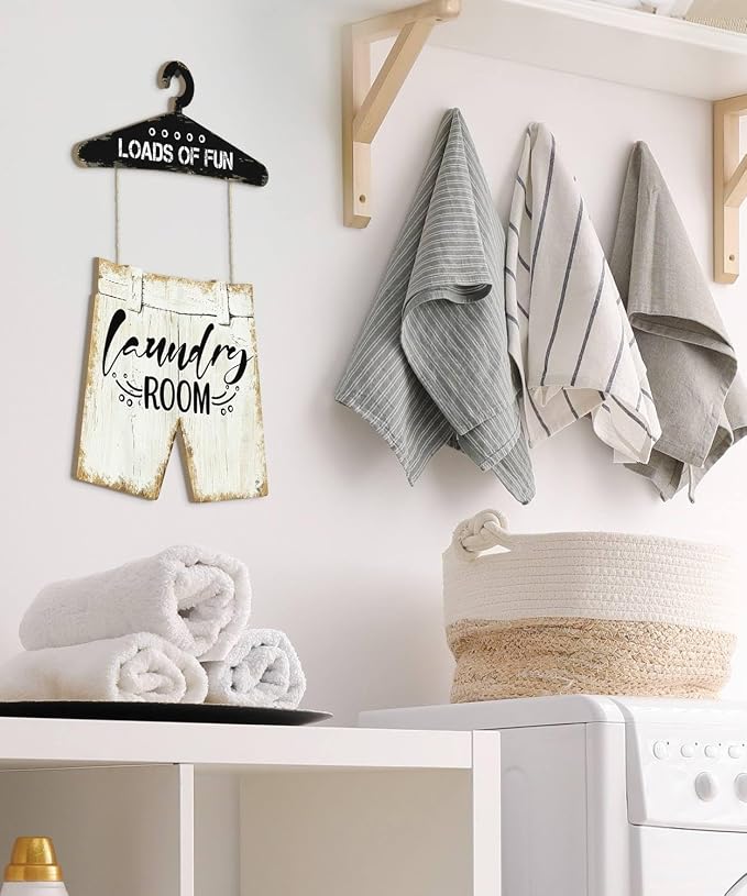 Putuo Decor Laundry Room Wall Decor Hanging Sign Set Farmhouse Style Home Utility Space Decoration For Laundry Area Mudroom Apartment