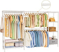 Golpart Heavy Duty Clothing Rack with Adjustable Shelves Clothes Wardrobe | Coat Rack Metal Closet Organizer and Storage Garment Rack for Hanging Clothes Wire Portable Cloth System Free Standing White