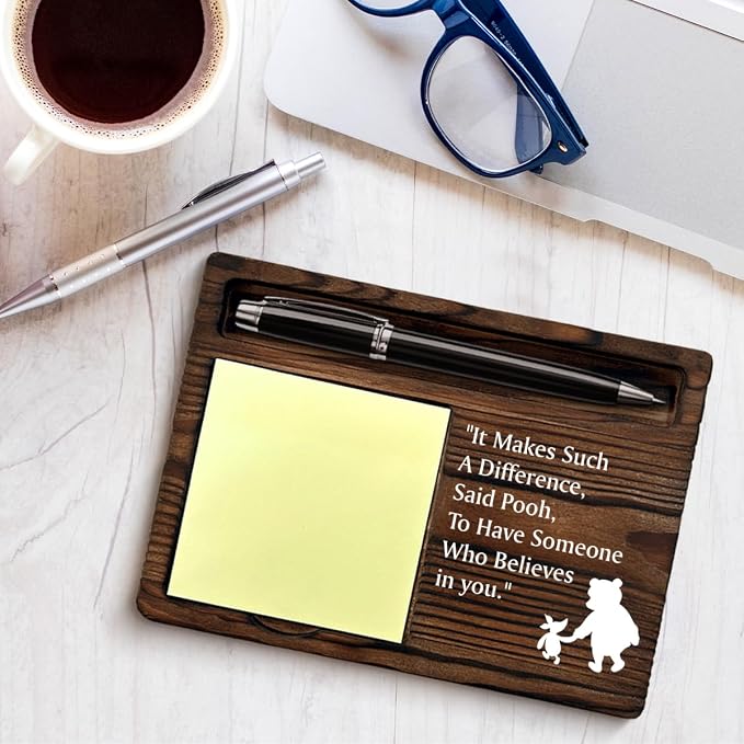 Inspirational Gifts Pooh Bear Sticky Note Holder Encouragement Gift Friendship Gifts for Best Friends Besties Sister Coworkers Birthday Christmas