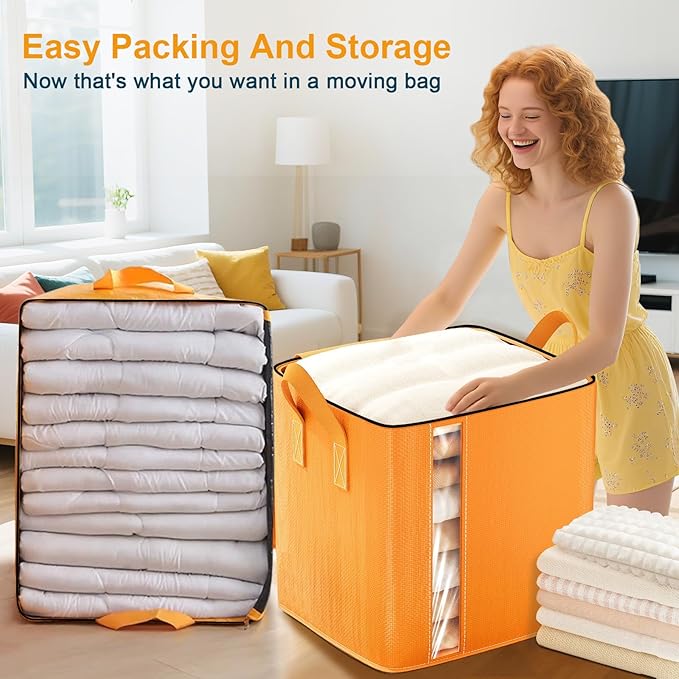 Moving Bags Heavy Duty Extra Large 4-Pack, 2 Sizes Durable Heavy-Duty Storage Bags – Alternative to Moving Boxes, Plastic Storage Bins, Mattress Bags for Moving & College Essentials.2 Medium & 2 Large