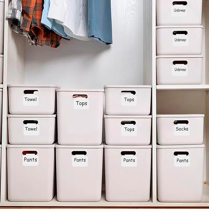 Erasable Label Clips - 12 White PVC Bin Tags with 2 Chalk Markers | Reusable Basket Clips for Pantry, Warehouse & Home Organization, Eco-Friendly Chalkboard Labels