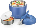 Thermo Food Jar for Hot Food Adults 32OZ Soup Thermo Lunch Containers Wide Mouth Vacuum Insulated Stainless Steel Leakproof Bento Box with Spoon (New) (NEW-BLUE)