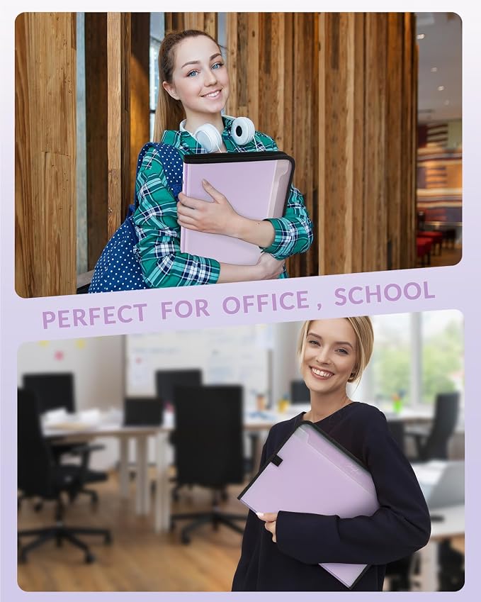 SKYDUE Accordion File Organizer, 7 Pocket Expanding File Folder with Front Pocket, Letter Size, Important Document Organizer with Double Zipper,Travel Folder, School Office Supplies