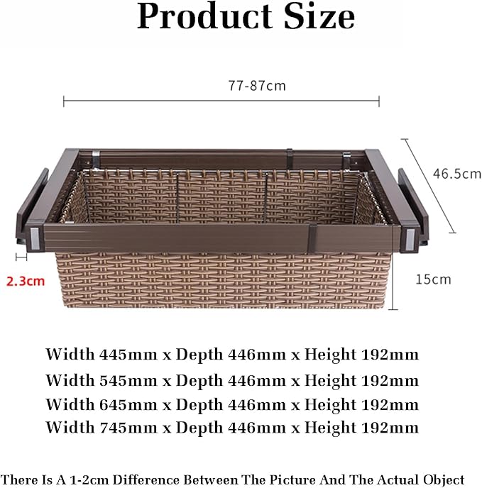 Pull Out Cabinet Storage Basket,Wardrobe Storage Organiser,Easy Pull Out Drawer Dividers for Closet,Stackable Detachable,for Kitchen Office Wardrobes Cupboard Storage(Black,545mm x 446mm x 192mm)