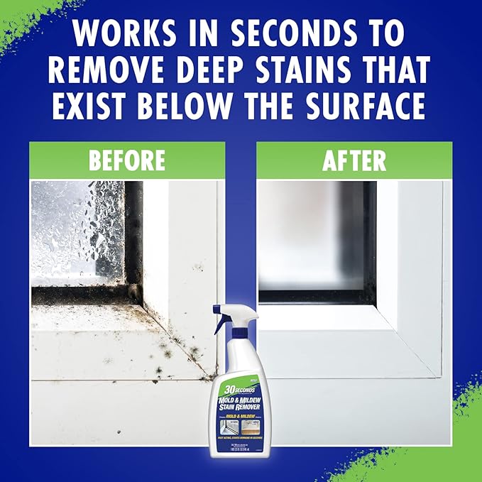 30 SECONDS Mold & Mildew Stain Remover Spray- Indoor & Outdoor Use - 2 Pack (2)