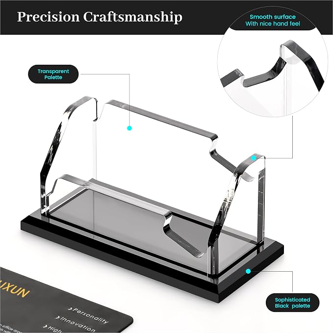 YUXUN Black Business Card Holder for Desk-3 Tier 6 Slot, Acrylic Business Card Holder for Women Men, Business Card Display Stand for Exhibition, Home, Office