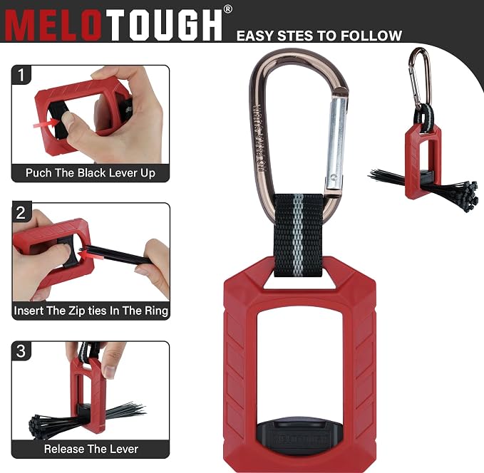 MELOTOUGH 2pcs Zip Tie Holder,Zip Tie Organizer for Zipties Arrangement, Cable Tie Holder Multi-Purpose Indoor and Outdoor Use（Red）