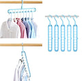 9 Space-Saving Hangers Heavy-Duty PP Plastic Tiered Hanger Organizer with Non-Slip Foldable Design, for Closet (Blue, 5)
