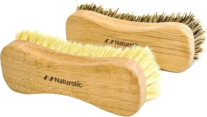 All-Natural Wooden Scrub Brush Set | Wooden Handle | Tampico and Palmyra bristles | Eco Friendly Cleaning Products | Pack of 2