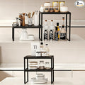 Spicy Shelf Stackable Kitchen Countertop Organizer Heavy Duty Kitchen Counter Shelf Metal Spice Rack for Countertop (2 Pack, Black)
