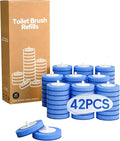 Disposable Toilet Brush System, Toilet Bowl Cleaning Wand with Lift-to-Open Refill Case, Blue Refill Heads and Freestanding Holder, 42 Count Blue Refills Only, No Wand or Holder