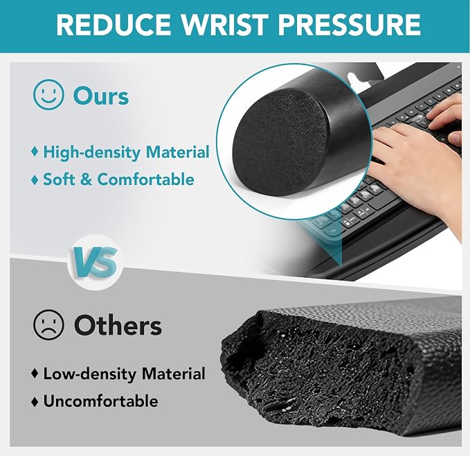 Keyboard Tray Under Desk with Storage Drawer, Height Adjustable Keyboard Tray Slide Out 360° Swivel Tilt, Ergonomic Under Desk Mount Keyboard & Mouse Holder for Gaming Home Office, Black