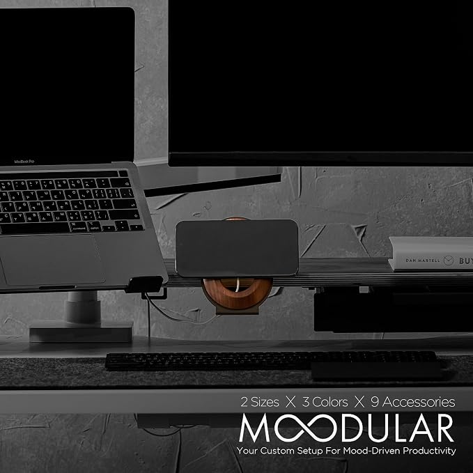 ULTRARM Moodular Phone Stand Add-On for MagSafe & Rails, Do Not Use Alone | Accessory Only, Charger Not Included, Ergonomic Viewing Angle, Flexible Positioning, Wood & Steel Design, Black, MSA-MS