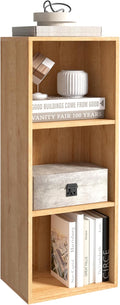 Wooden 3 Cube Storage Organizer, 3 Tier Storage Cubes Storage Display Cubby, Freestanding DIY Closet Shelving Unit for Living Room Bedroom Office (Oak, 3 Cube-W(11.8inch)