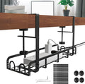 Sleclean Under Desk Cable Management Tray, 2 Pack, 16.6"x4.7" Steel Cable Organizers With Upgraded Long Arm Clamp, No Drill Wire Management for Home - No Damage to Desk