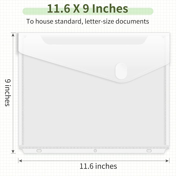 Sooez 30 Pack Binder Folders with Staggered Closures, High Capacity Binder Pockets, Clear Plastic folders, Side Loading, Binder Organizer, Binder Dividers with Pockets, Letter Size