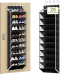 KEEPJOY 10 Tiers Mesh Over Door Shoe Organizer Storage, Hanging Shoe Holder for Door with Large Deep Pockets, Fit 20-30 Pairs Shoe Rack for Sneakers, Boots(Black)