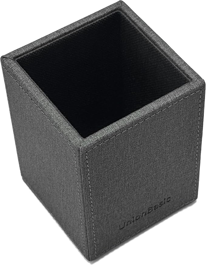 UnionBasic Square Pen Holder, Faux Leather Pencil Cup, Desktop Caddy Stationery Organizer, Barry Grey | Faux Leather, Pencil Cup, Desktop Caddy, Stationery Organizer
