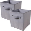 PowerKing Collapsible Storage Cubes, Farbic Storage Bins, Grey, 2 Pack | Sturdy, Lightweight, Easy Pull Handle, Closet & Shelf Organizer, Clothes and Toys Storage, 10.5'' x 11'' x 10.5''