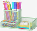 SUPEASY Pen Holder Desk Organizer, Office Supplies Pencil Holder with 3 Compartments, Desk Accessories and Workspace Organizers for Home School Classroom, Green