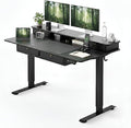 CubiCubi 48" x 24" Standing Desk with Drawers, Height Adjustable Electric Workstation, Computer Sit Stand Up Table with Large Storage Shelf 4 Drawers and 2 Hooks, Black