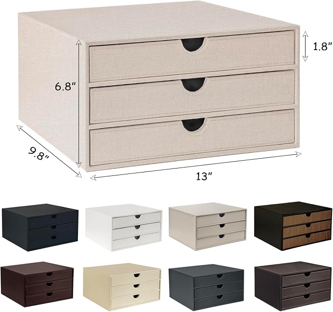 UnionBasic Document Organizer, 3-Drawer File Cabinet Document Storage Box, Office Desktop Filing Organizer, White
