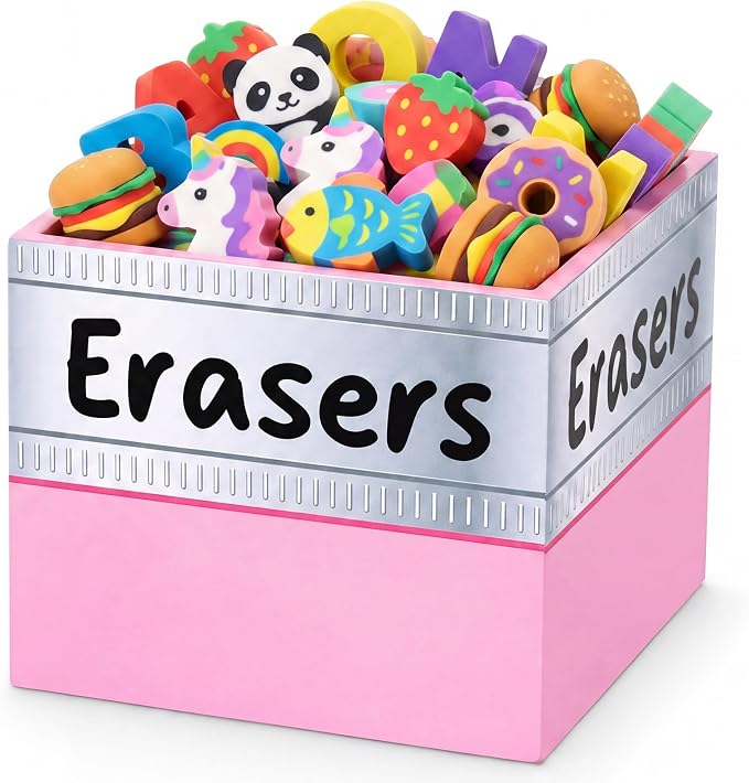 Tenceur 4.7x4.7 Inches Erasers Bucket for Teacher Desk Organizer Pencil Holder Bucket Plastic Large Capacity Desk Organizer for Teacher Classroom Craft Supply Storages