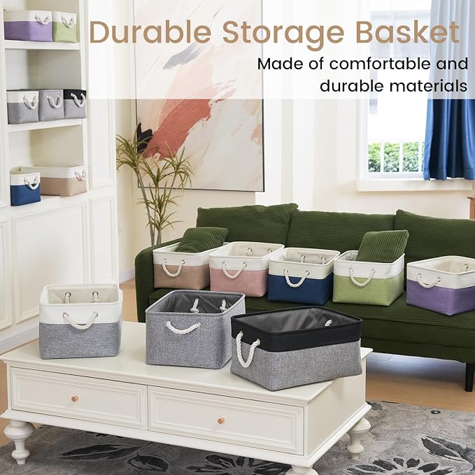 Large Storage Baskets- 15.7x11.8x8.26 inch Storage Bins for Shelves and Closet Organizing, Foldable Fabric Bin for Home Organization Clothes and Laundry (6-Pack, Gray)