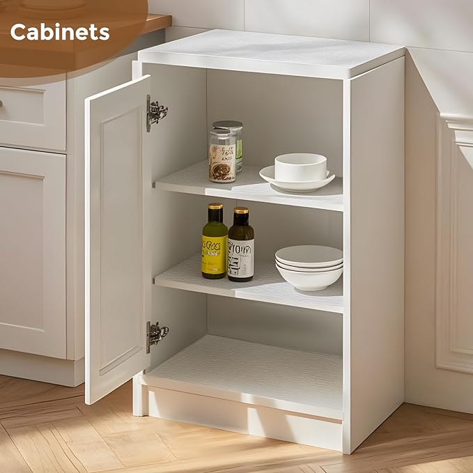 Coavas Shelf and Drawer Liner, Non Slip Extra Grip Non Adhesive Waterproof Thickened Cabinet Mat, Easy Cut for Kitchen Pantry Bathroom Dresser Cupboard (White, 12IN x 10FT)
