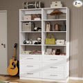 Closet System with Drawers, Wood Closet Organizer System with Adjustable Shelves and Extra Hanging Rod, 81"Tall Closet System for Small Closets, Modular Walk-in Closet System, White (4FT)