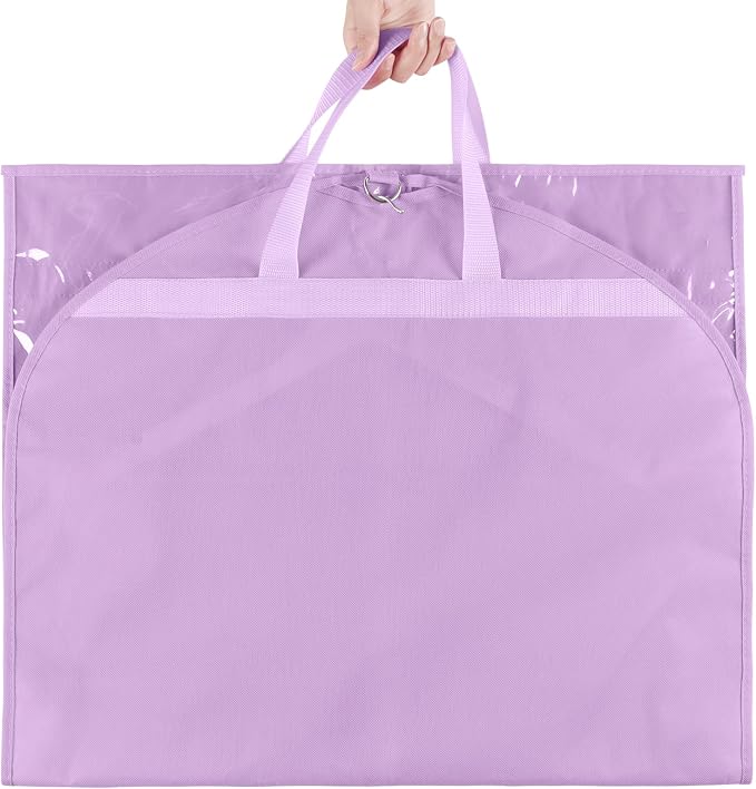 KEEGH 40 inch Clear Garment Bags for Dance Costumes, 6 Pack, Purple | 4 Zipper Pockets, for Dance Competitions, Ballet, Theatre, Dance Garment Bags for Dancers, Hanging Clothes for Closet Storage