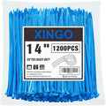 XINGO 14 Inch Blue Zip Ties 1200 PCS, 75 LBS Tensile Strength, UV Resistant Cable Ties, Premium Self-locking Plastic Ties for Indoor and Outdoor Use
