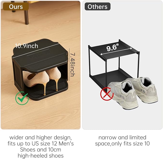 UFORU Vertical Shoe Rack, 9-Tier Plastic Stackable Storage Shelf for Small Closets and Narrow Spaces, Compact Free Standing Shoe Racks for Entryway Bedroom Dormitory