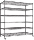 AIRAJ 46”W Storage Shelves with Wheels | 6 Tier Wire Shelving Heavy Duty | 3600 LBS Metal Shelving | Garage Shelving units and Storage | Wire Rack Adjustable Layer Height | 46”W×18”D×80”H | Indoor/Out