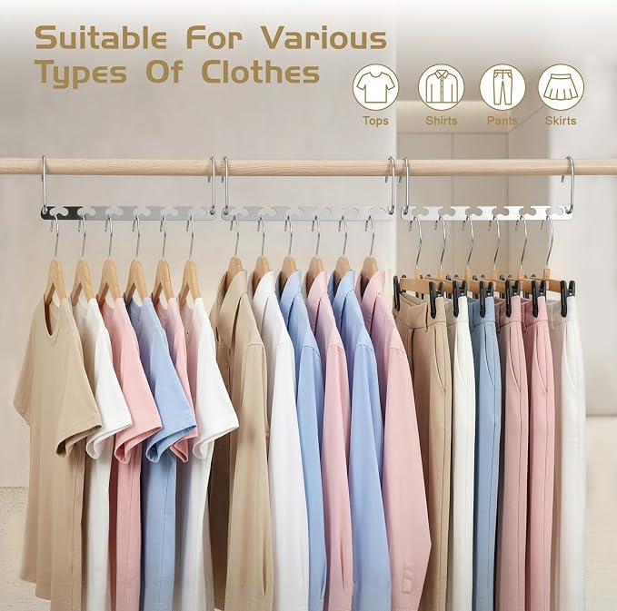 HOUSE DAY Space Saving Hangers for Clothes 20 Pack, Heavy Duty Hanger Organizer | 30 Lbs Capacity |, Metal Magic Hanger, Sturdy Multi Hangers, Closet Space Saver Closet Organizers and Storage