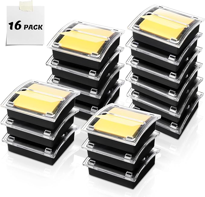 Mimorou 16 Pcs Pop Up Sticky Note Dispenser Acrylic Sticky Note Dispenser with Black Base Clear Top Fit for 3 x 3 Inches Pop Up Notes Holder for Desk School Office Home Shop Memo Gifts