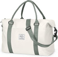 Travel Duffel Bags for Women Mens Waterproof Weekender Carry on Bag Sports Gym Bag Travel Tote Bags with Wet Pocket Overnight Bag Workout Duffel Bags with Trolley Sleeve Beige with Green