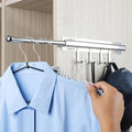 BaiNong Valet Rod for Closets Pull Out 12" Silver with 4 Hooks | Closet Valet Rod Slide Out for Closets, Laundry Rooms, RVs Space-Saving