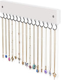 Lolalet Wooden Necklace Holder for Wall with 15 Hooks -White | Wall Mount Jewelry Hangers for Necklaces, Chains, Bracelets and Earrings, Tangle-free, Easy to Install
