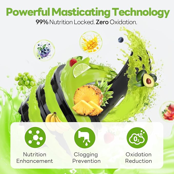 ECOSELF Juicer Machines, 5.3" Large Mouth Feed Chute with Self Feeding & Hands-Free Design, Juice Extractor Machine for Fruit & Leafy Greens, Juicer Machine Easy to Clean, With Pusher