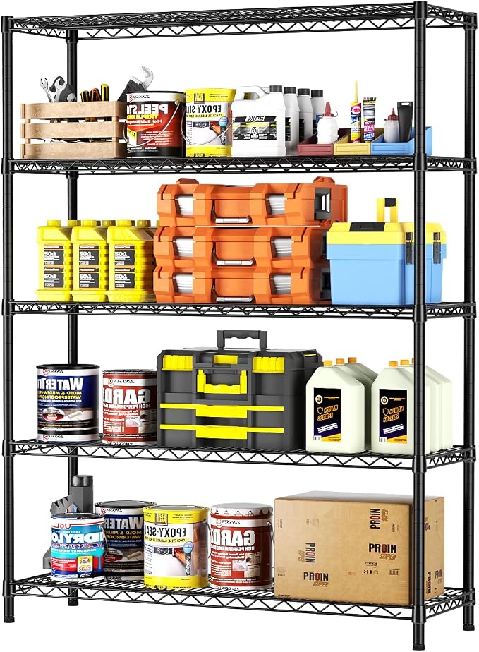 SINGAYE 5 Shelves Adjustable Shelf Heavy Duty Wire Storage Shelving Metal | Home Storage Small Rack Pantry Closet Unit for Laundry Room Organization Bathroom Kitchen