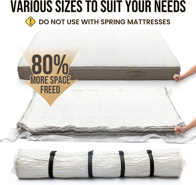 TAILI Mattress Vacuum Bag, King/Califonia King Mattress Vacuum Storage Bag with 4 Straps, Sealable Bag for Memory Foam, Latex, Easy Moving, Transport and Storage