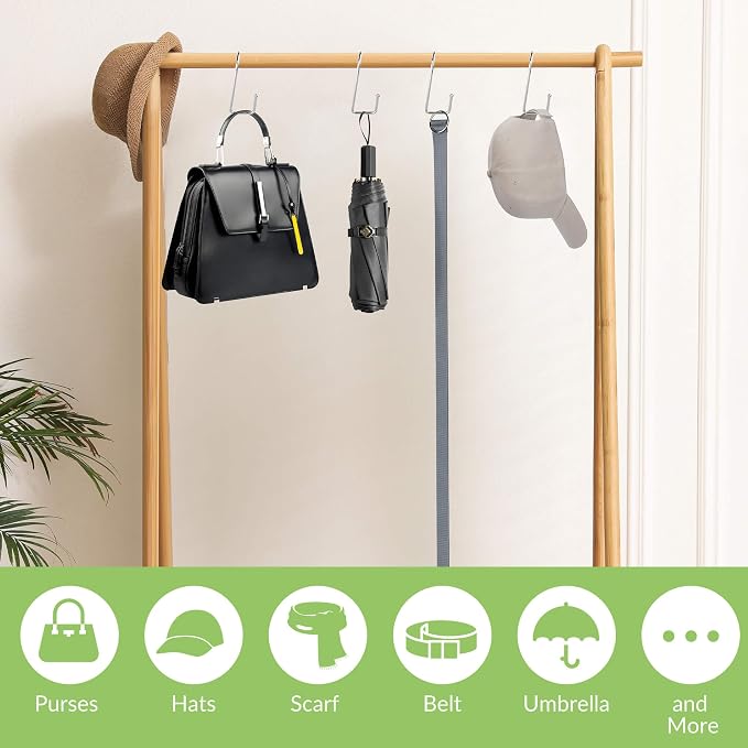 15 Pack Purse Hanger for Closet, Super Sturdy Purse Hooks, Hanging Backpack Bag Holder, Closet Organizers and Storage, Silver
